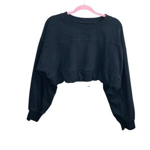 CSB Crop Shop Boutique Drawstring‎ Workout Long Sleeve Black Large L Sweatshirt